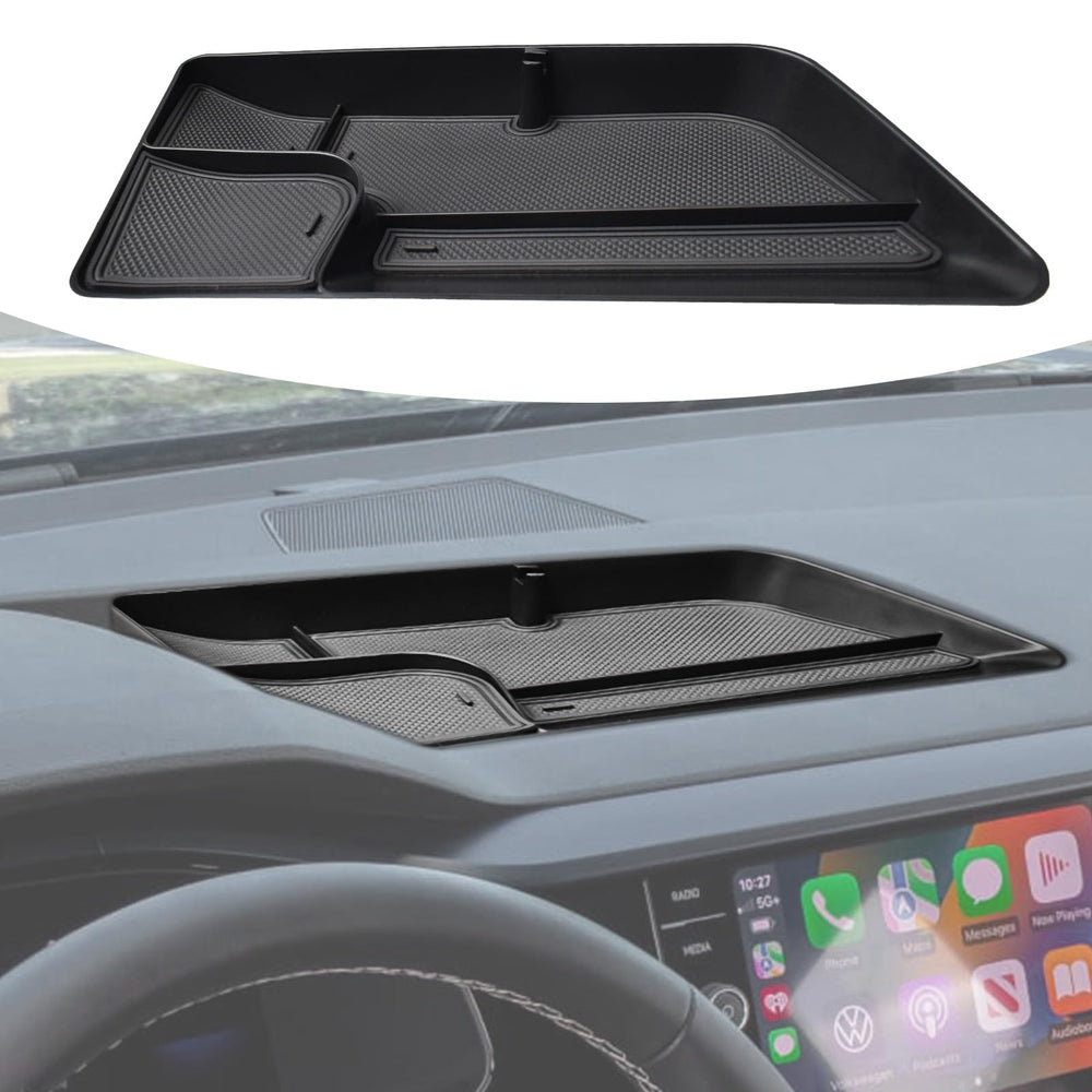 TACOBRO Taos dash-mounted storage box keeps essentials neatly within reach.