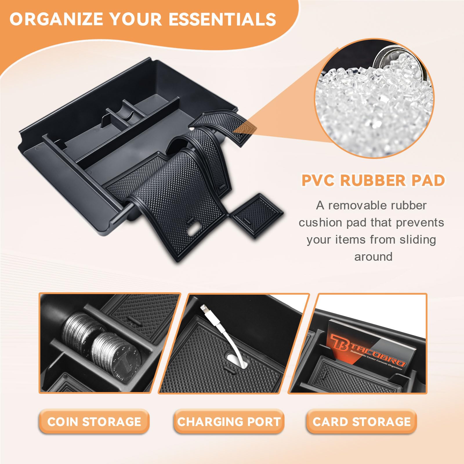 TACOBRO tool-free installation tray fits Murano without tools.