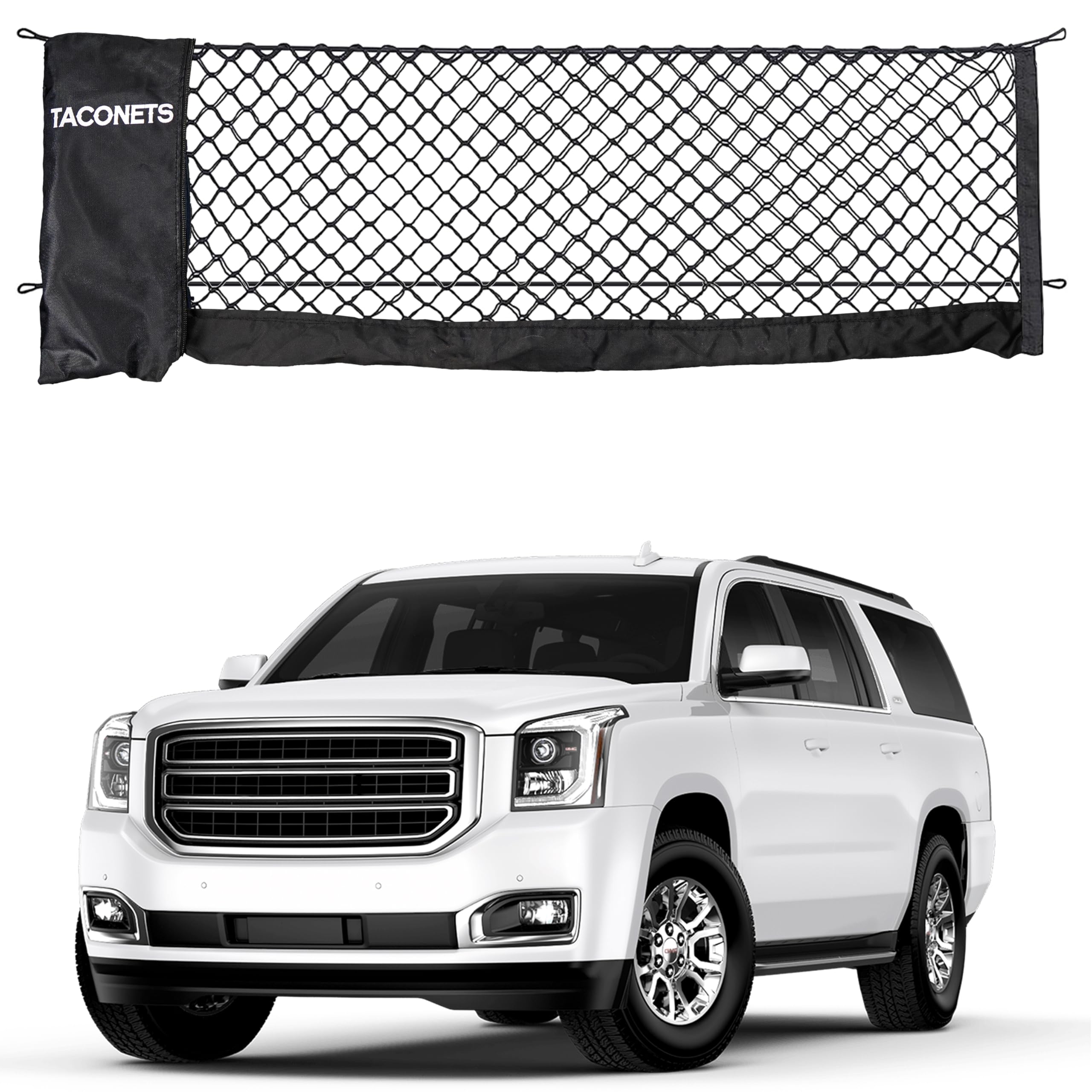 TacoNets envelope cargo net Suburban fit keeps gear organized and secure.