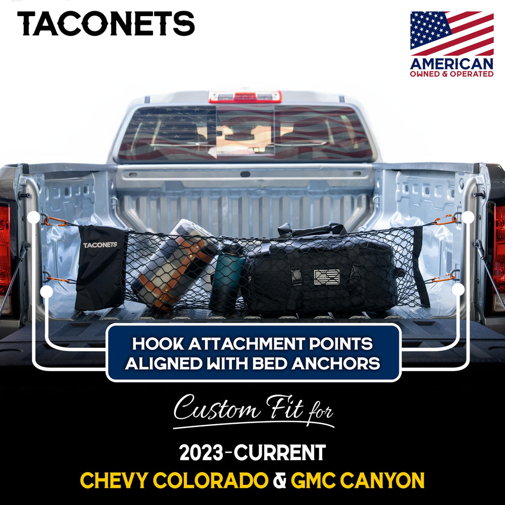 TacoNets integrated storage bag shown with net for easy packing.