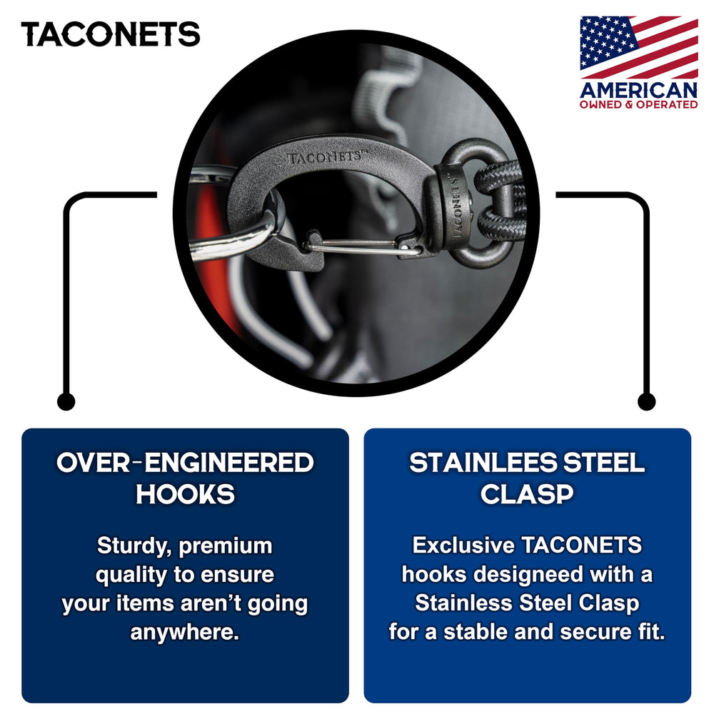 TacoNets precision-fit mounting minimizes movement during highway drives.
