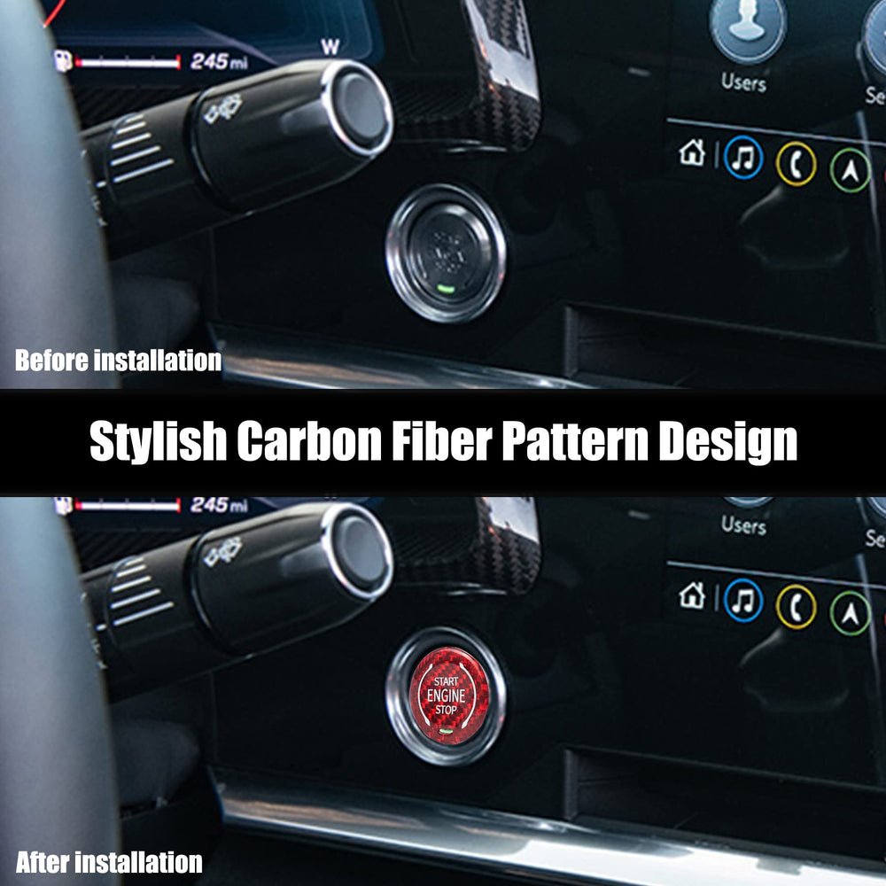 TADYAO carbon fiber push start button with 3M adhesive ensures secure, tool-free upgrade