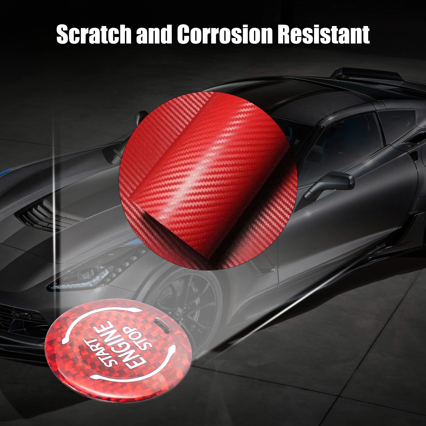 TADYAO carbon fiber push start button gloss finish complements Corvette C8 cockpit