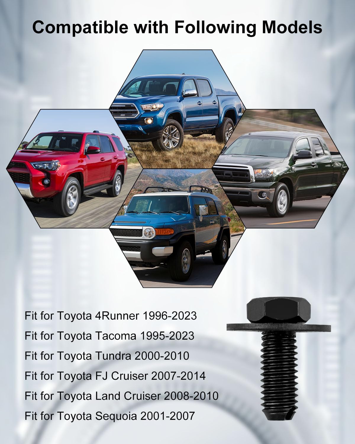 Toyota compatibility guide shows 4Runner, Tacoma, Tundra, FJ Cruiser, Land Cruiser