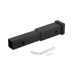 Taelakeni trailer hitch extender shows an 8-inch extension for 2-inch receivers.