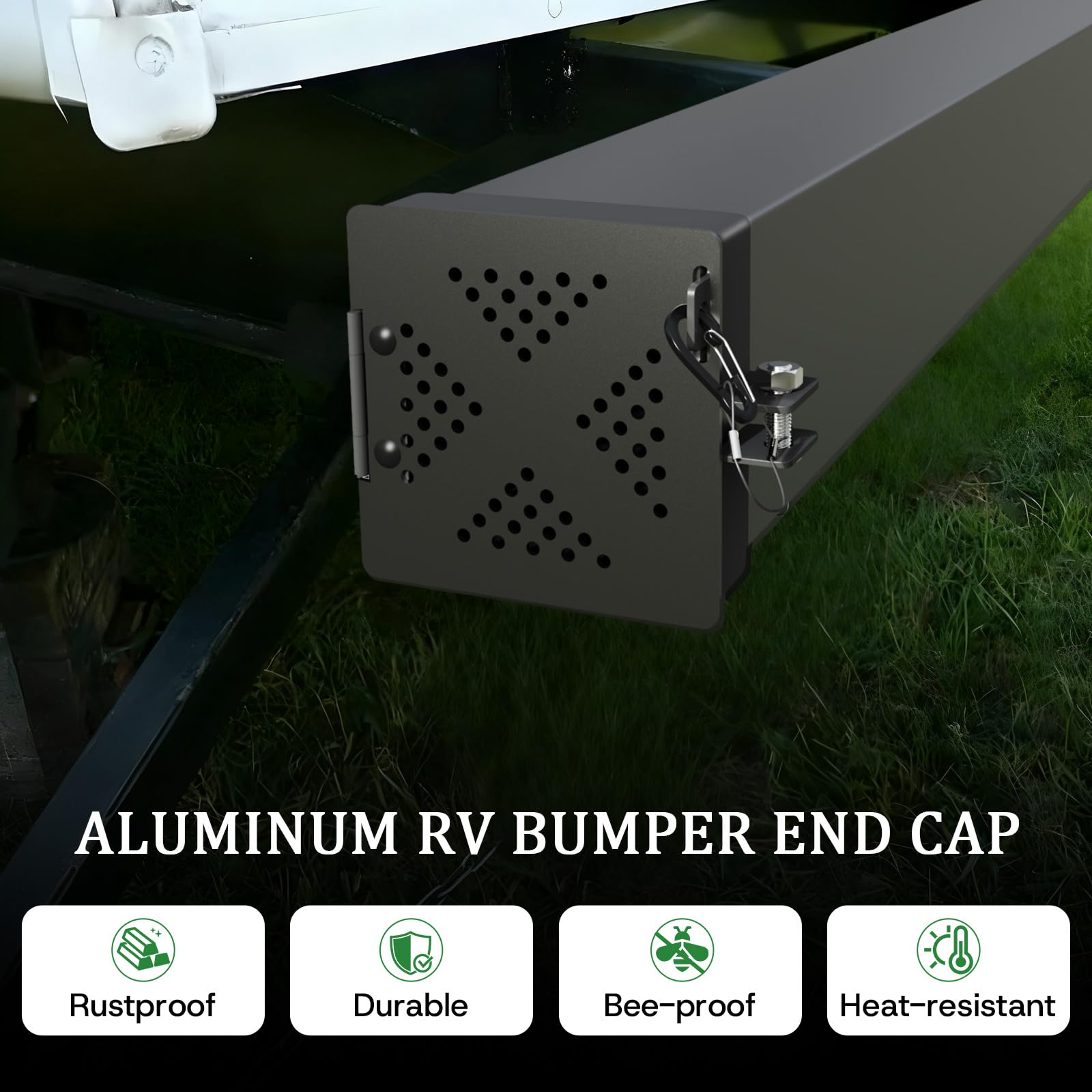 TagRecove sewer pipe storage cover closed on bumper prevents movement during travel.