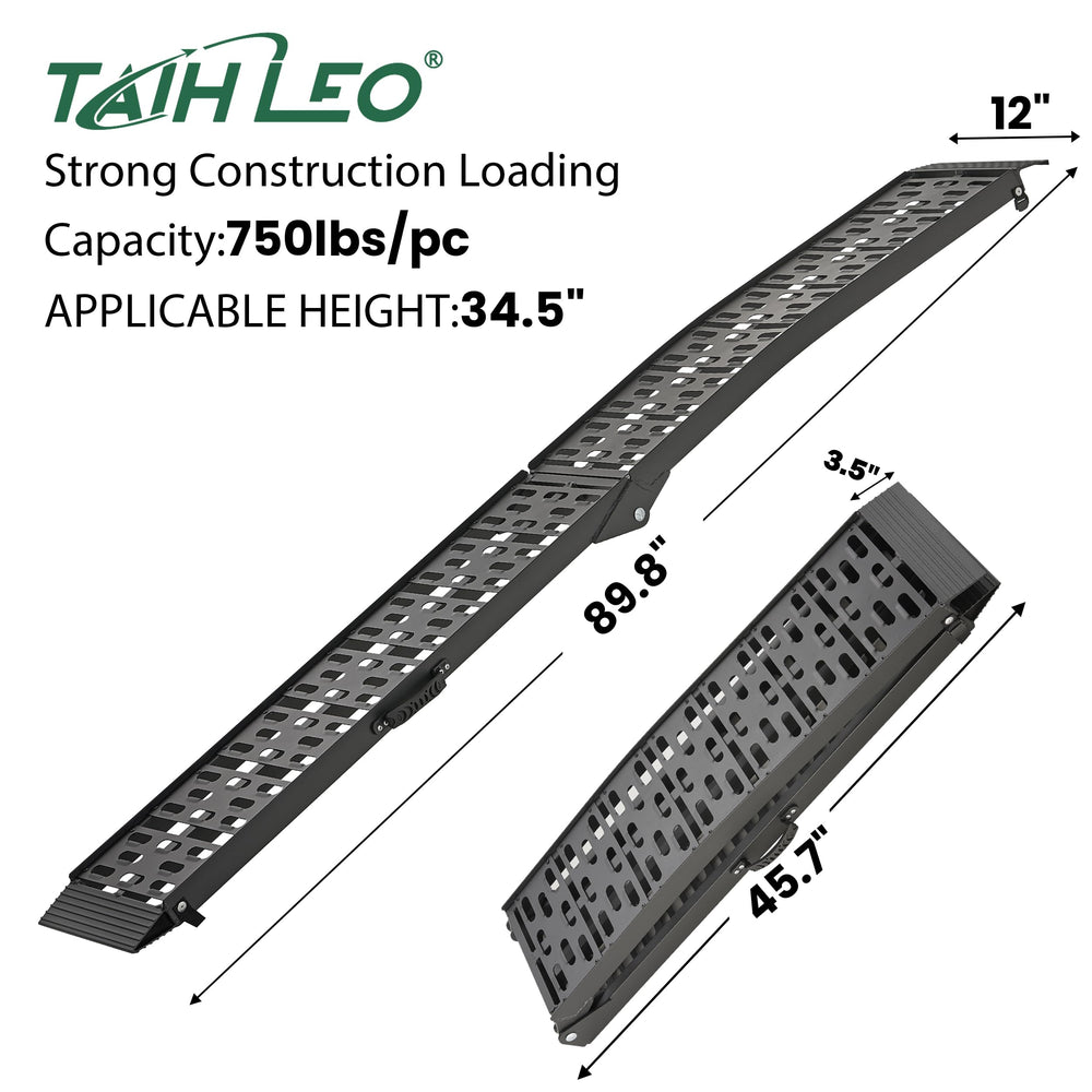 TaiH Leo 750lb capacity ramp supports bikes during loading.