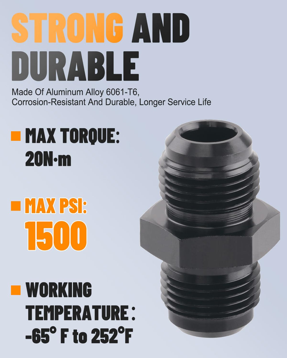Taiidaues six-pack 6AN male-to-male couplers ready for quick replacement in fuel lines