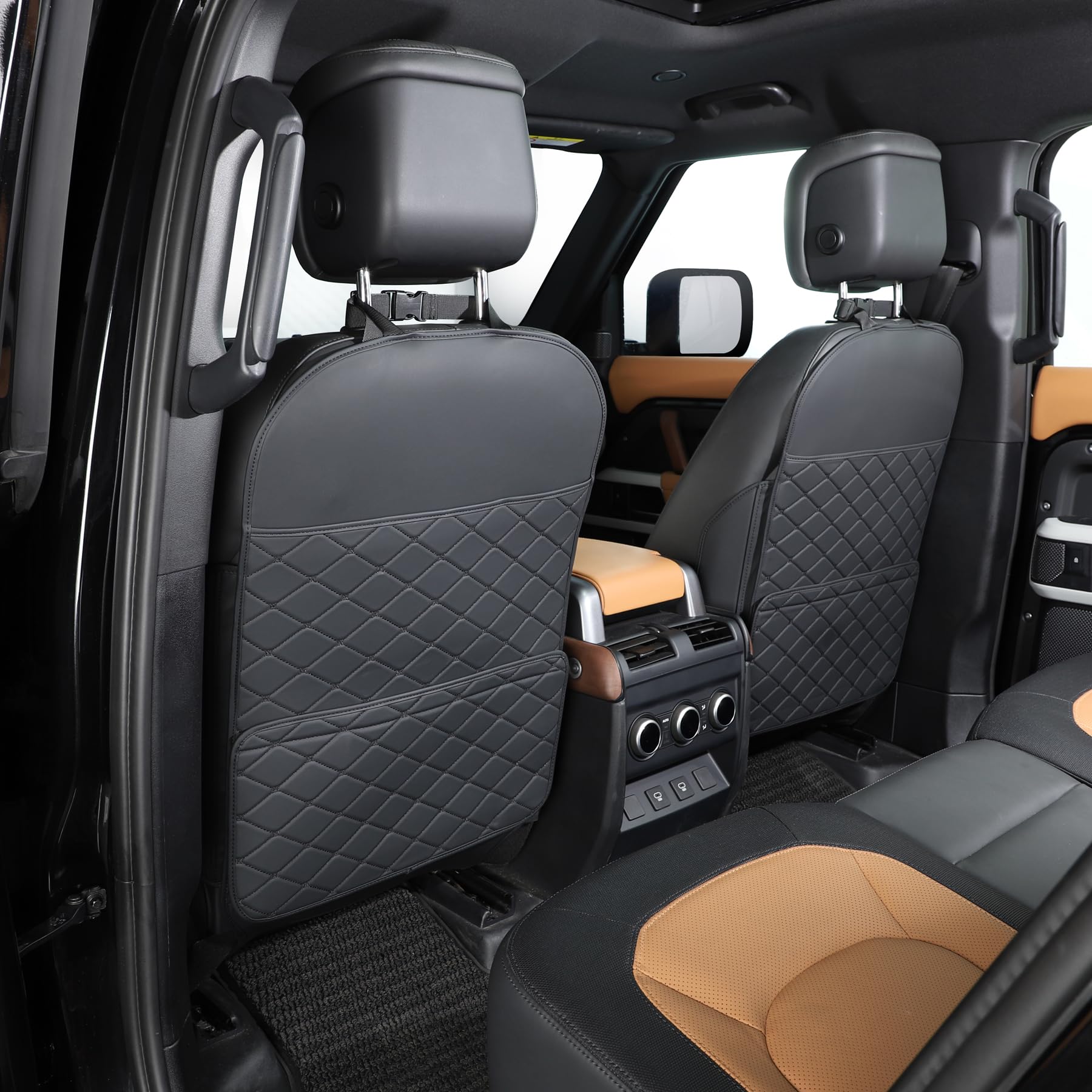 TAIKOO seat back protector with large capacity pocket protects seats from scuffs.