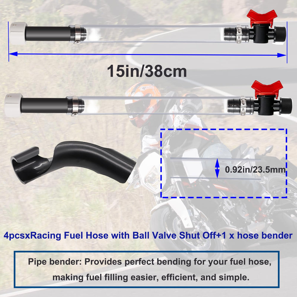 14-inch clear fuel hose shows fuel level for easy monitoring.