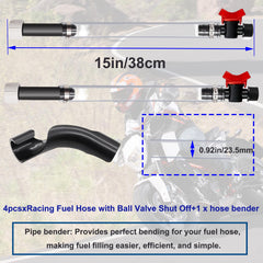14-inch clear fuel hose shows fuel level for easy monitoring.
