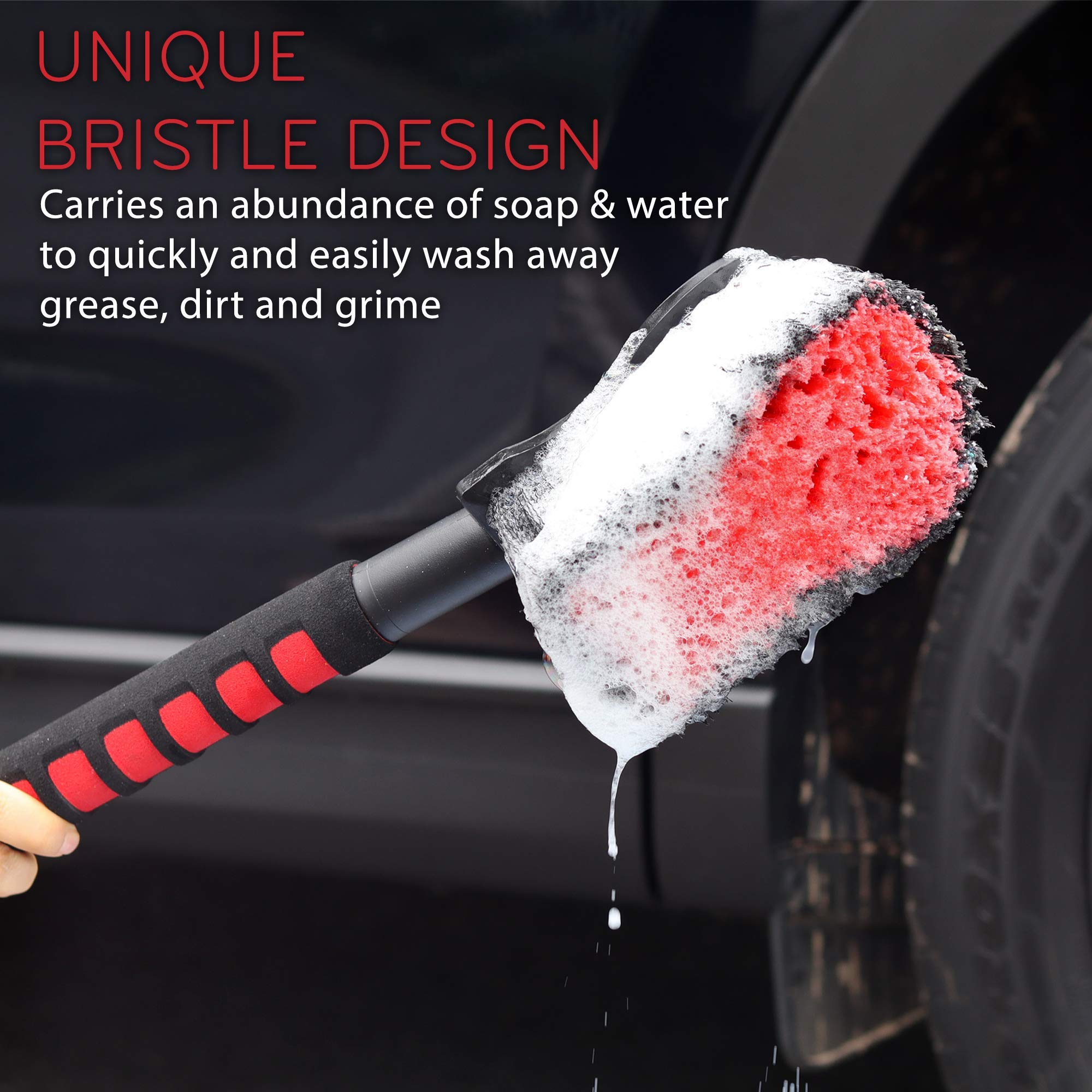TAKAVU nylon-durable bristles resist chemicals for repeated use with cleaners.