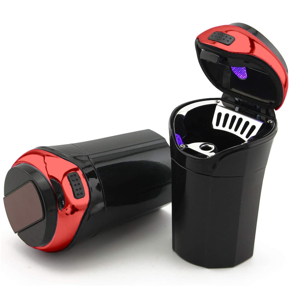 TAKAVU car ashtray with blue light lid enhancing night visibility