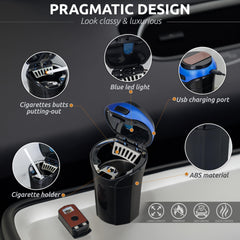 TAKAVU ashtray with removable liner simplifies ash and butt disposal.