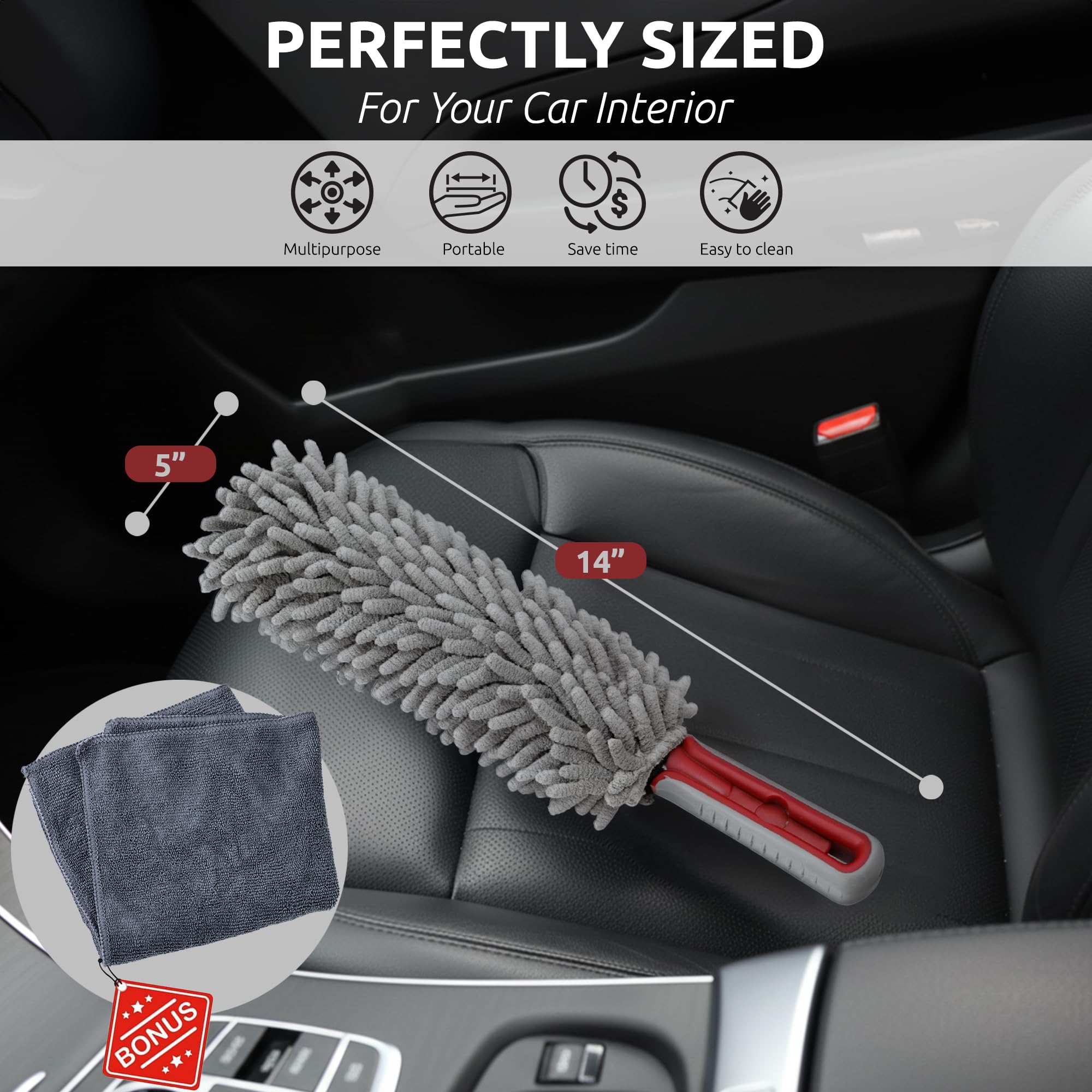 TAKAVU interior duster with unbreakable comfort handle for easy reach