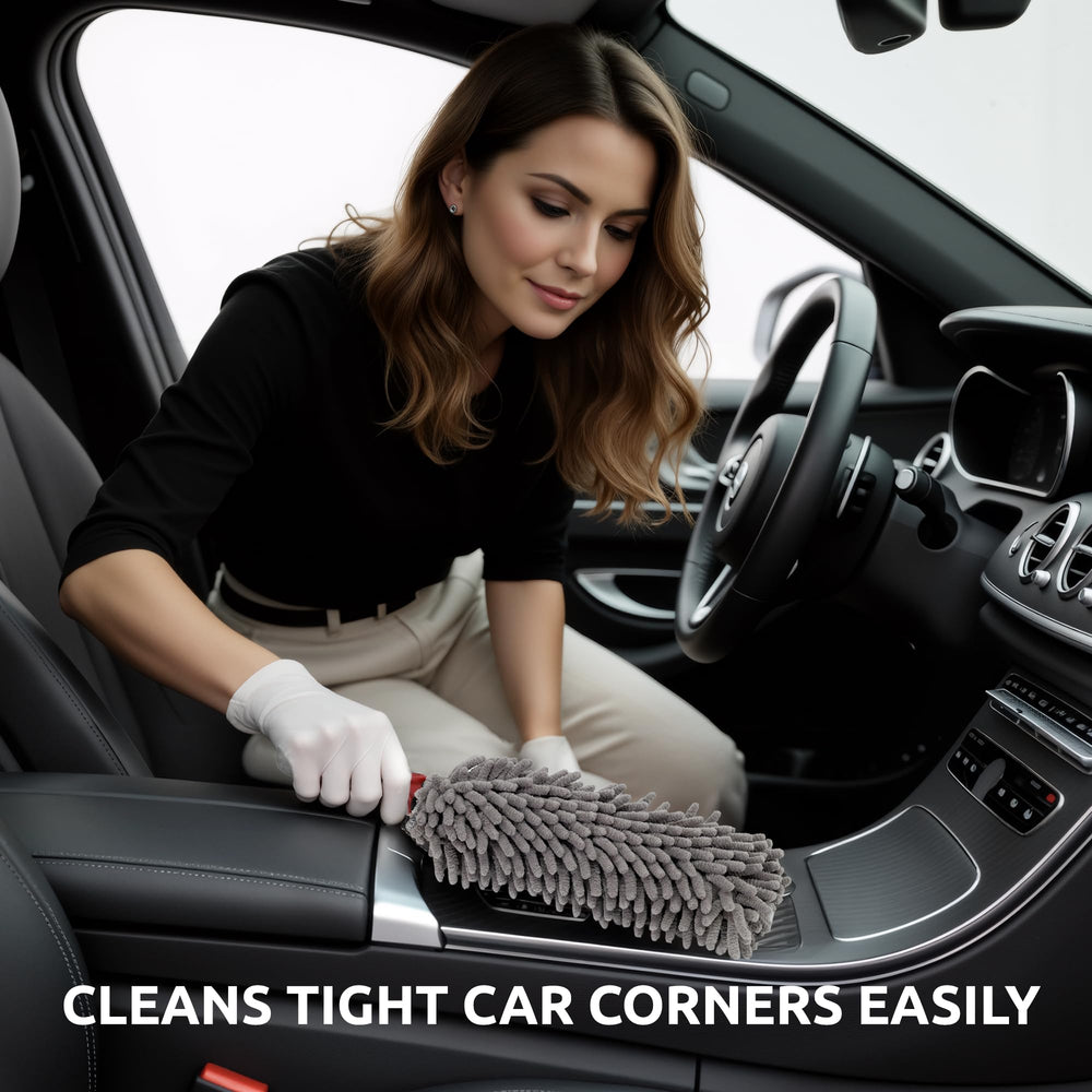 TAKAVU duster stored neatly in a glove box for on-the-go care