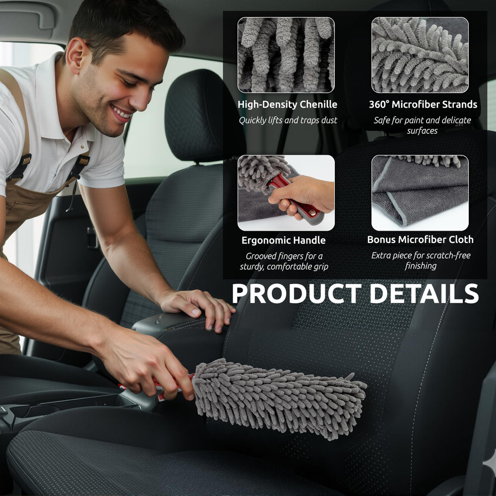 TAKAVU duster shows lint-free performance on dashboards and surfaces