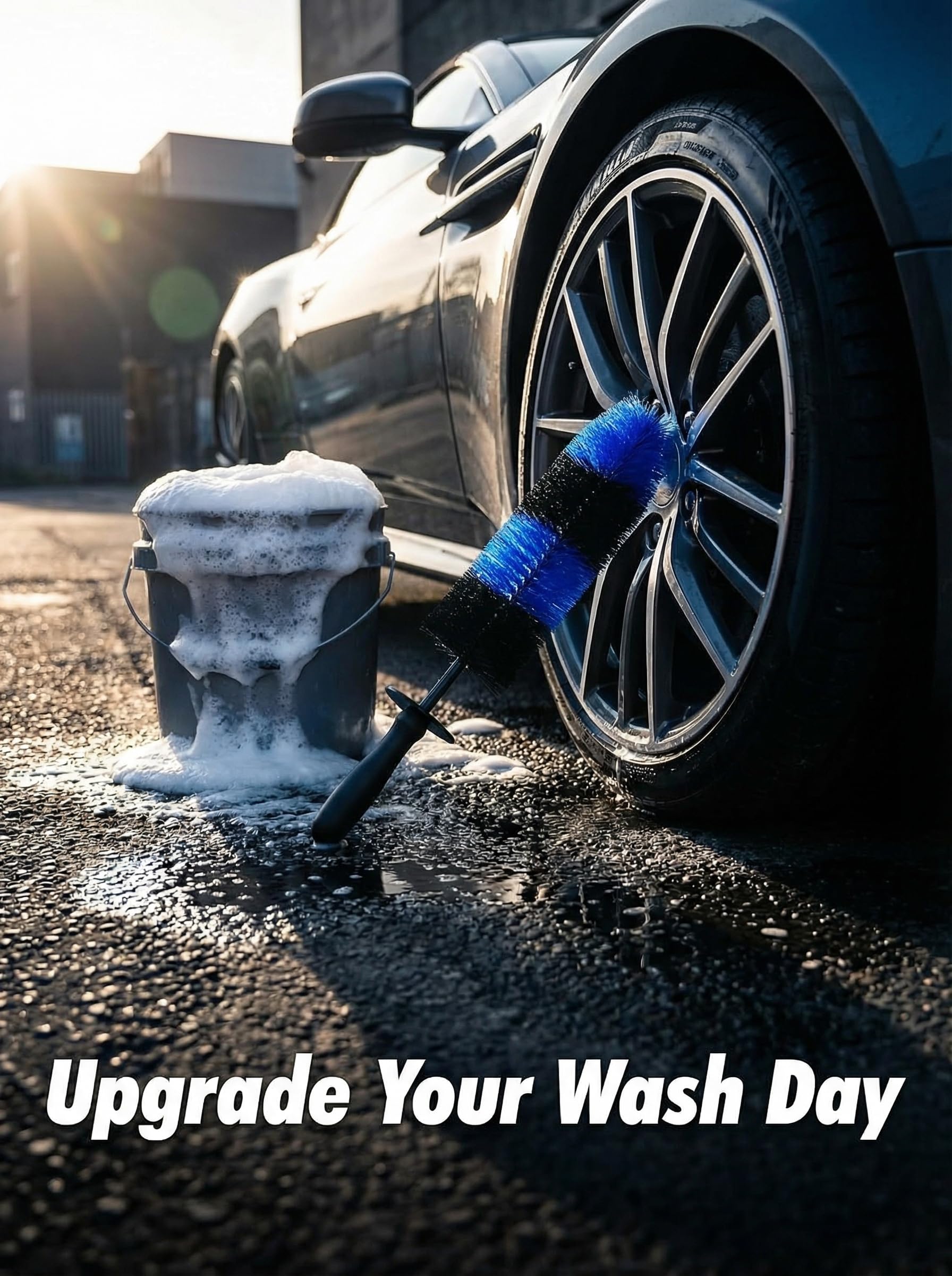 TAKAVU Master Wheel Brush reaches behind spokes for thorough cleaning.