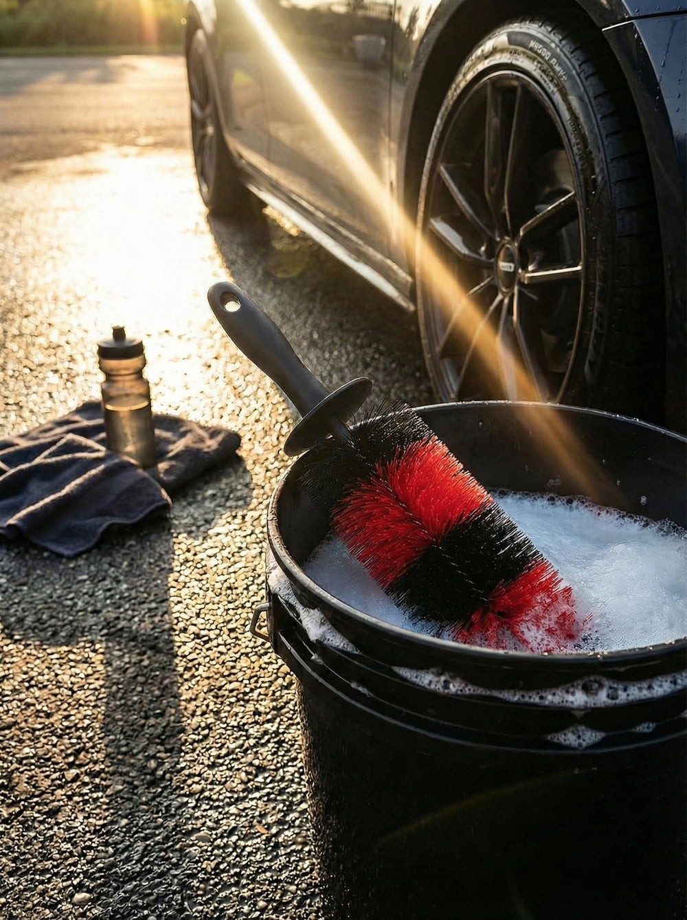 TAKAVU brush clean exhaust tips and rims efficiently.
