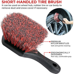 TAKAVU short-handle tire brush tackles tire sidewalls with durable bristles.