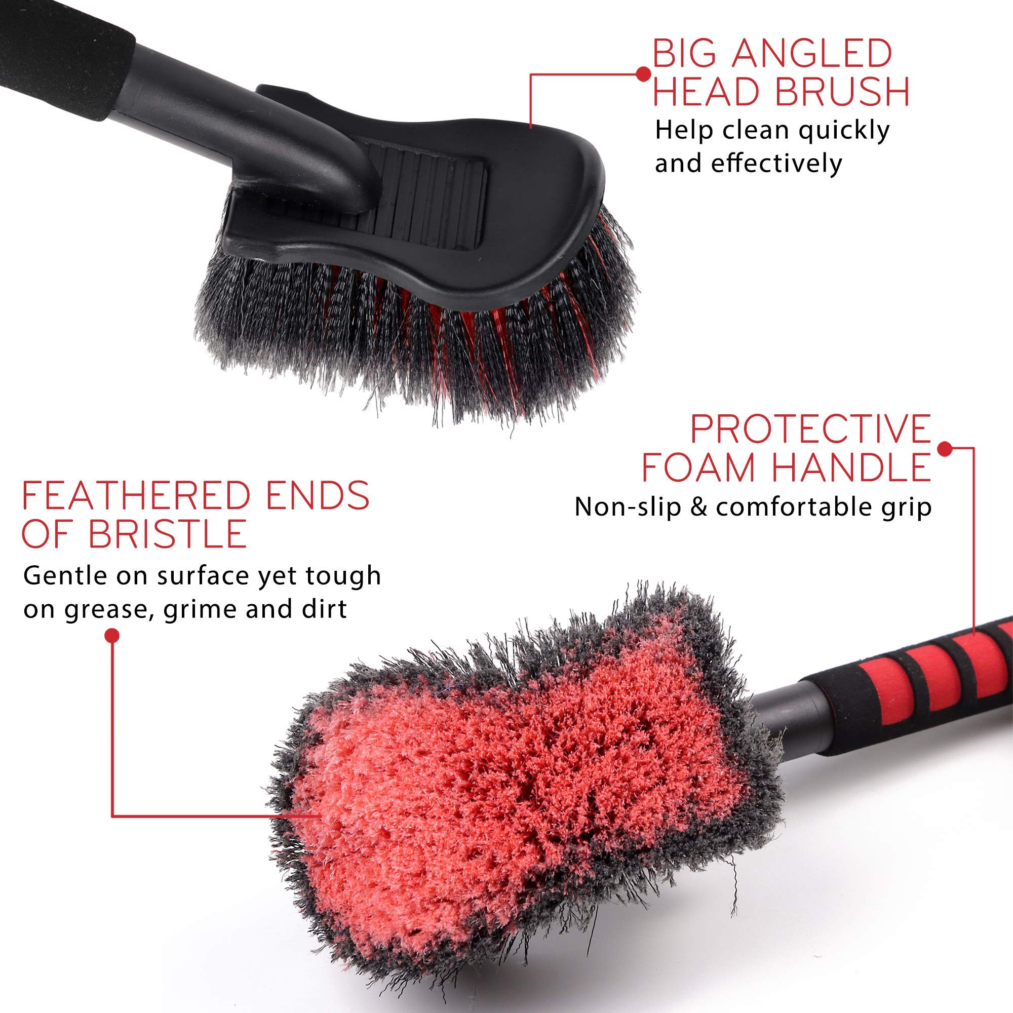 TAKAVU wheel-cleaning brush with soft bristles ideal for delicate wheel finishes.