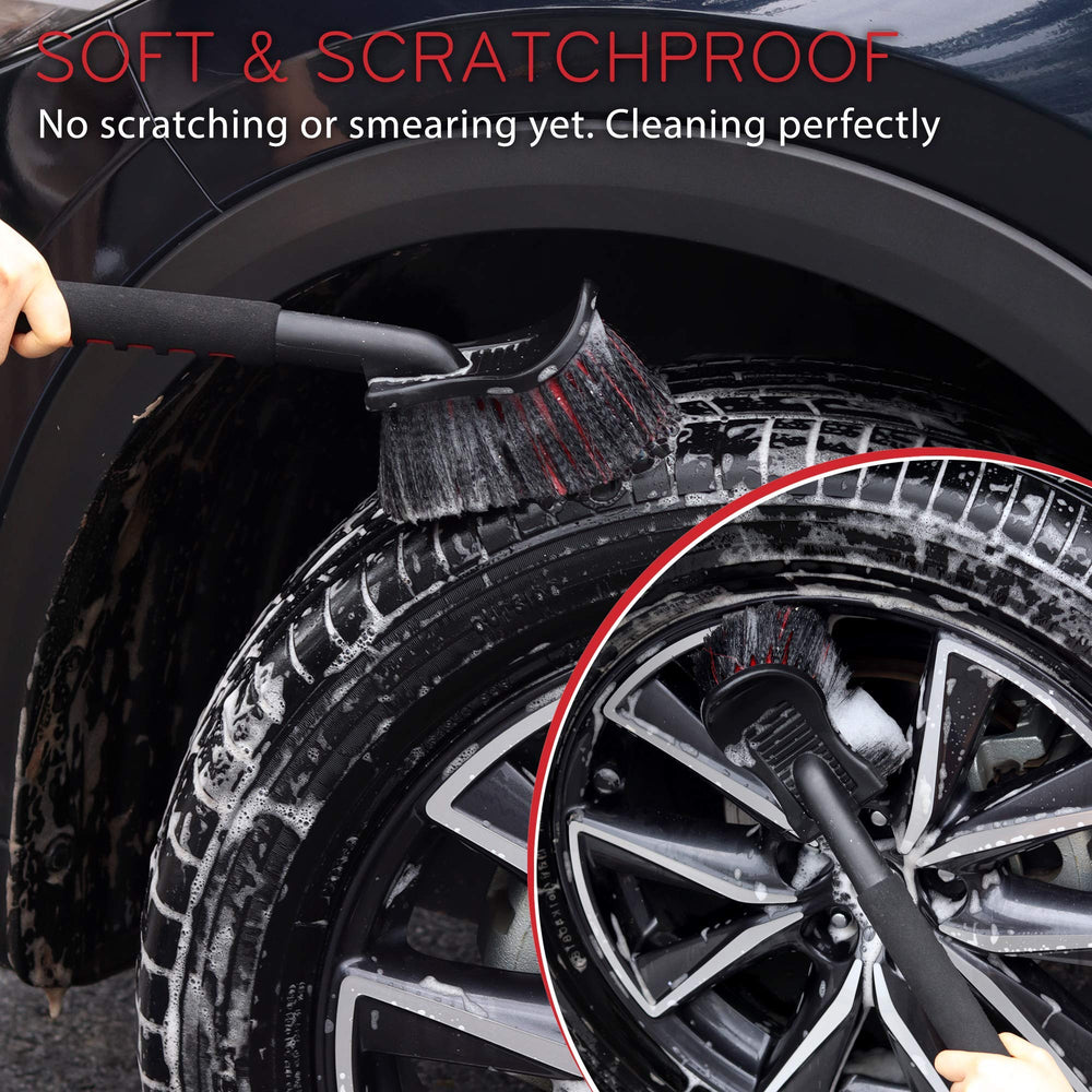 TAKAVU wheels and rims cleaned safely with soft bristles for glossy finishes.