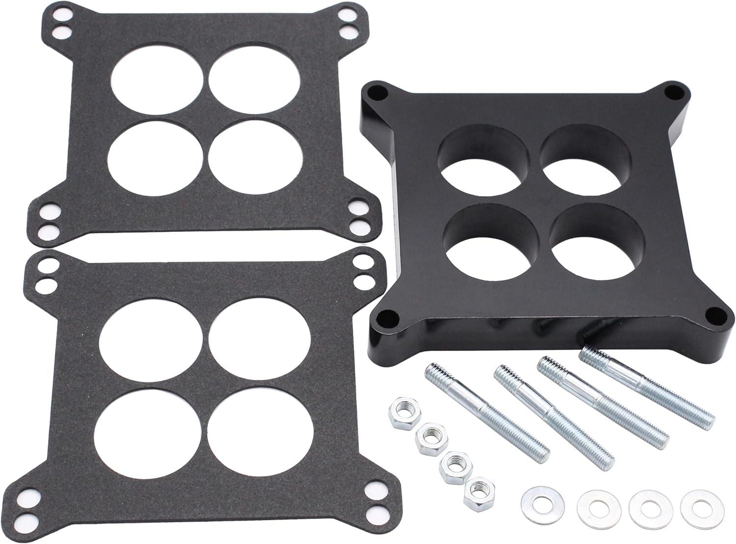 Takpart 1-inch ported phenolic spacer top view highlighting heat-insulating design for carburetor efficiency