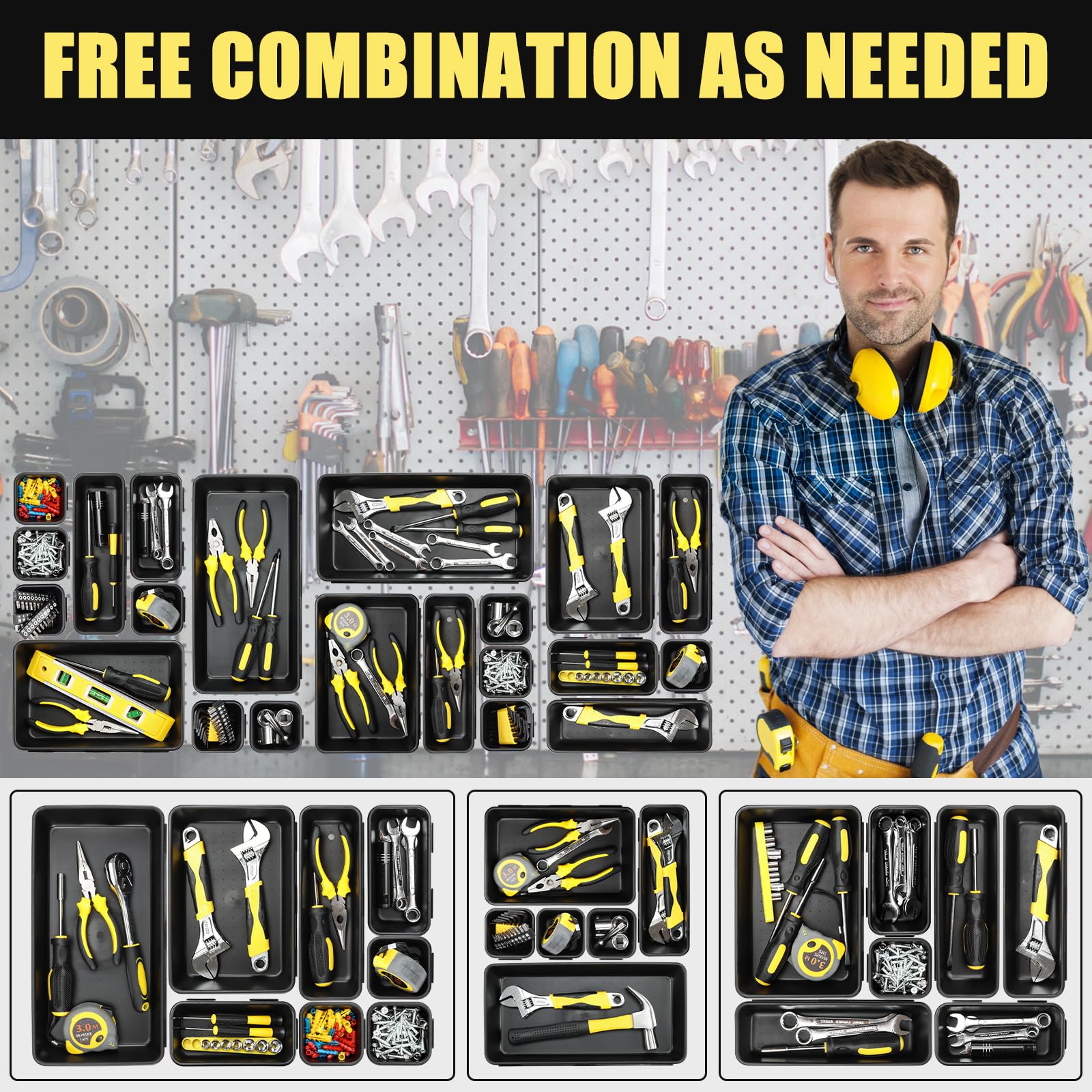 Takytao 60pcs toolbox organizer tray ideal for kitchen and office setups