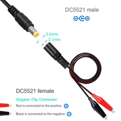 Dual alligator clips connector for flexible, quick battery connections