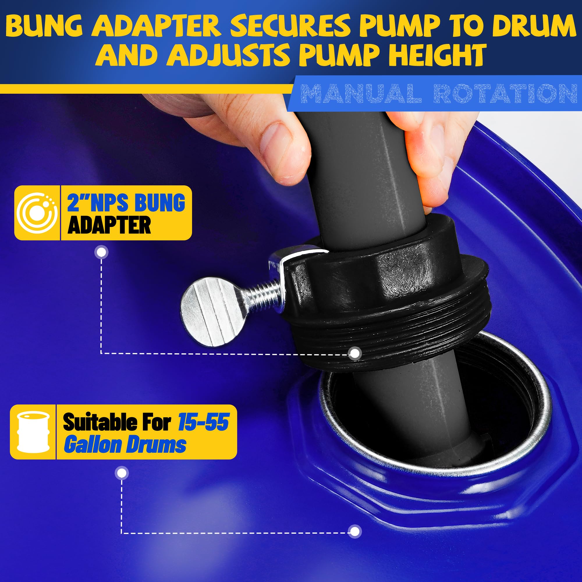 TALFIT drum pump compatible with diesel, water, and more for versatile tasks