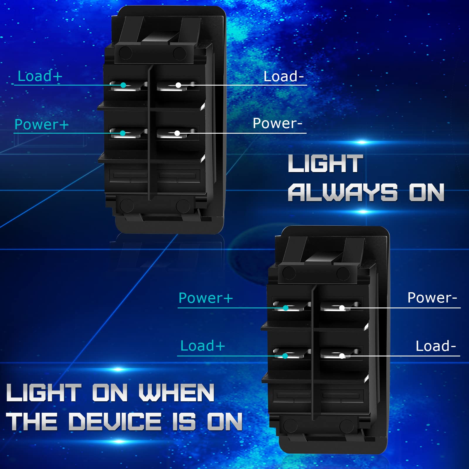 Tallew 12V/24V switches with glow sticker kit for night use
