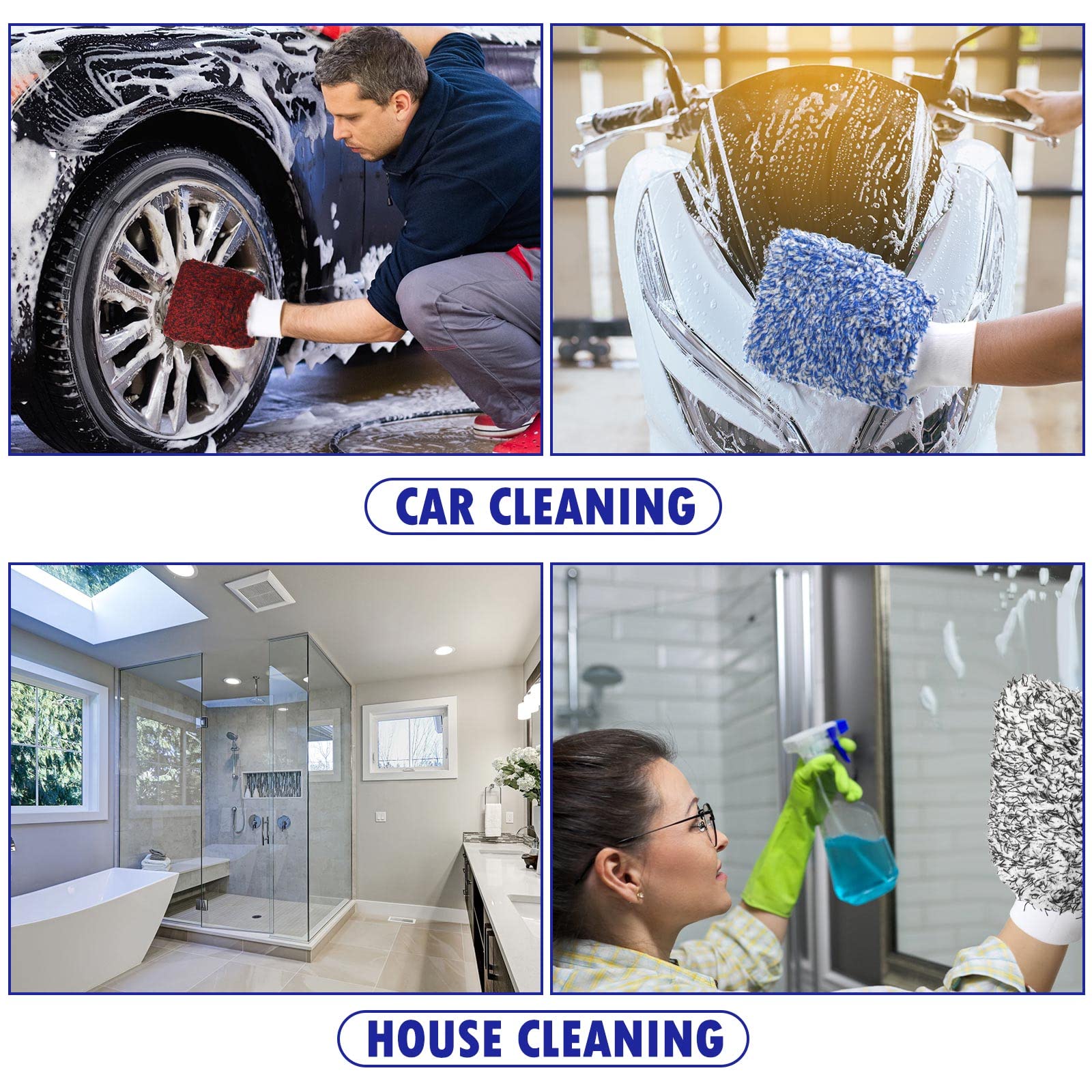 Tallew 5pc microfiber car wash mitt white and grey for premium absorbency.