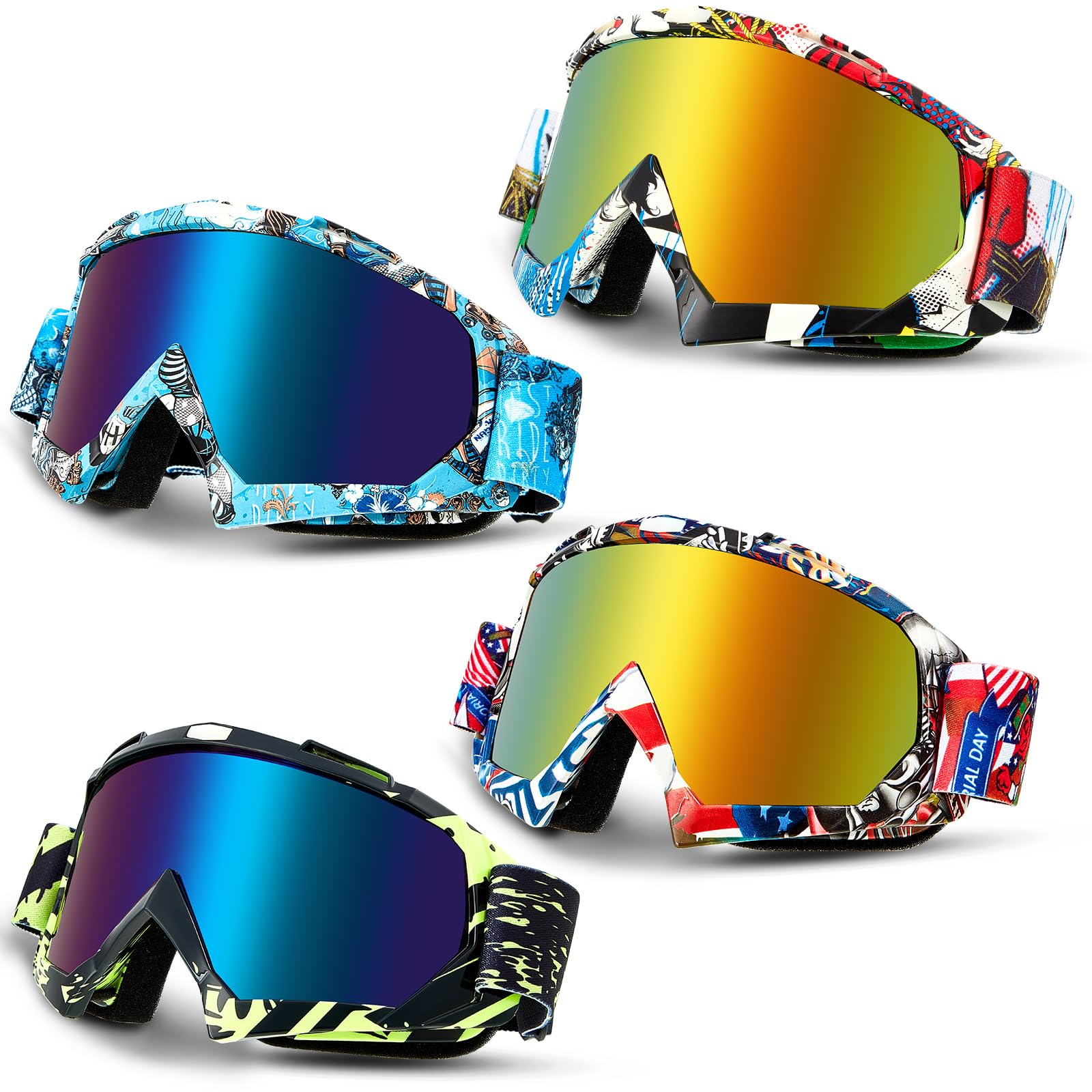 Tallew four-pack dirt bike goggles ready for daily rides.