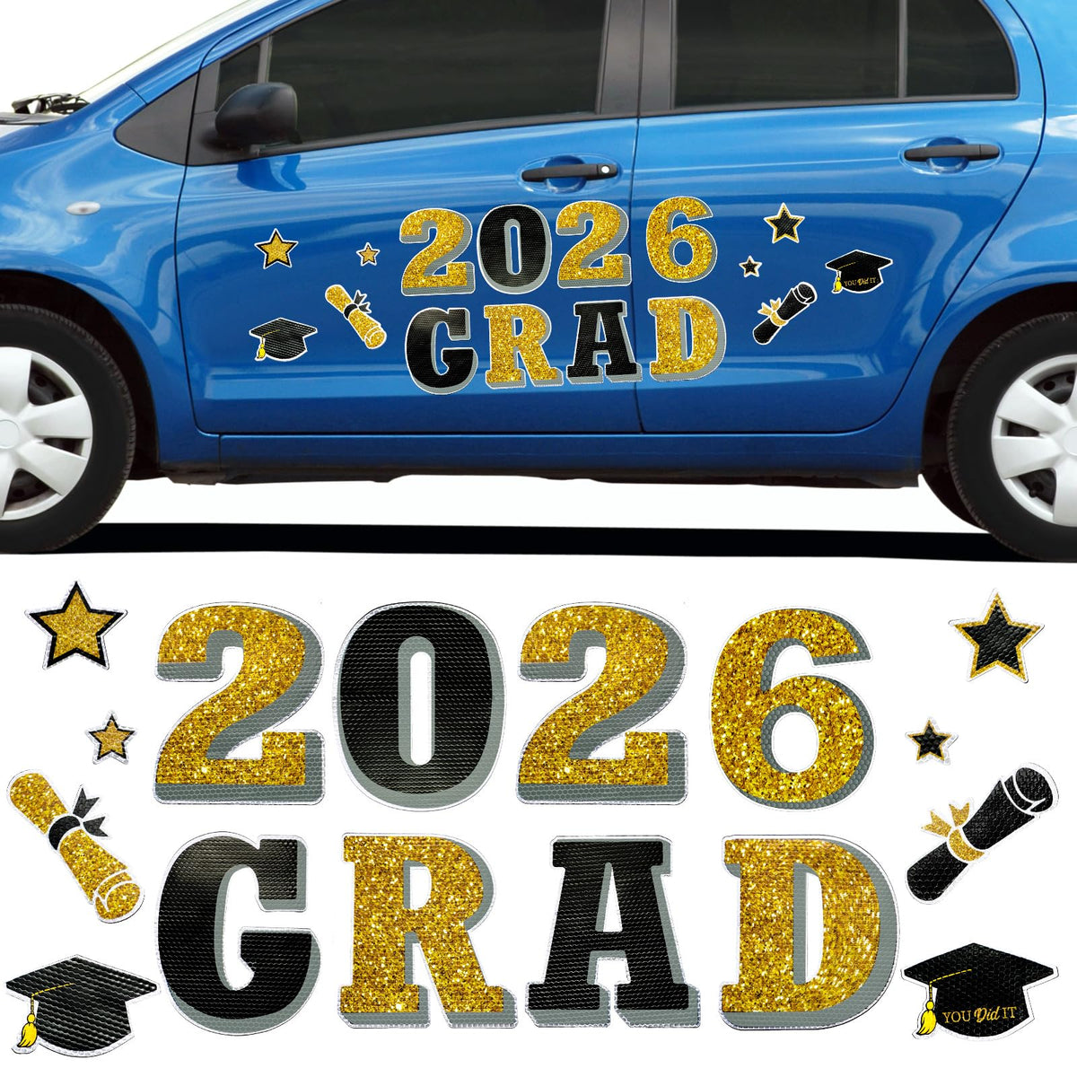 Tallew graduation cap magnet design for car decor and festive celebration.