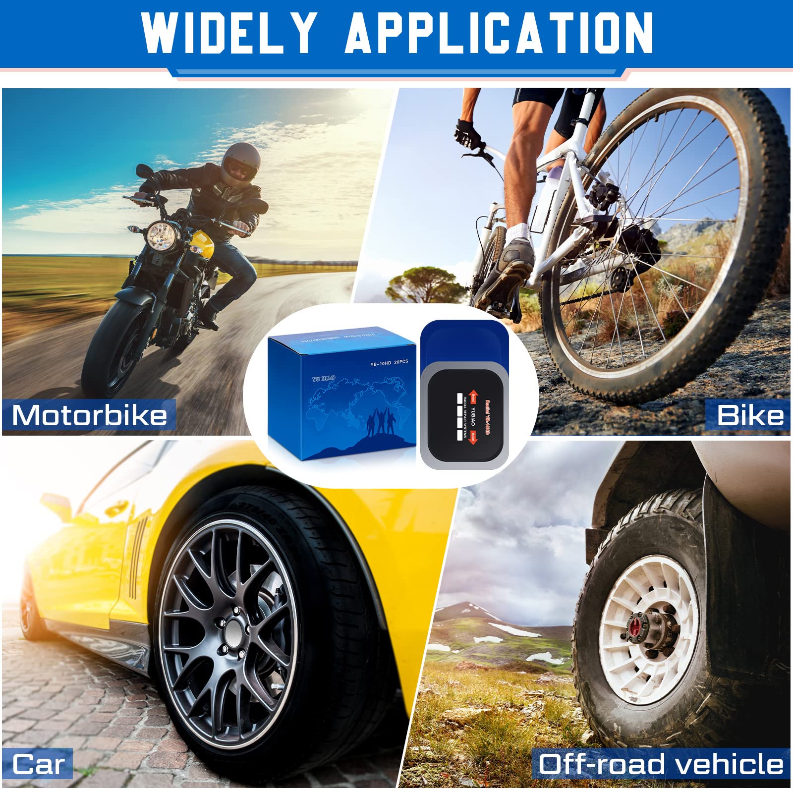 Tallew radial tire repair compatible with cars, trucks, and trailers.