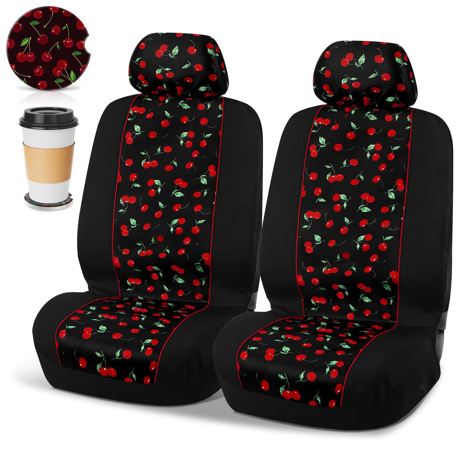 Tallew cherry front seat covers set enhances interior style and protection.