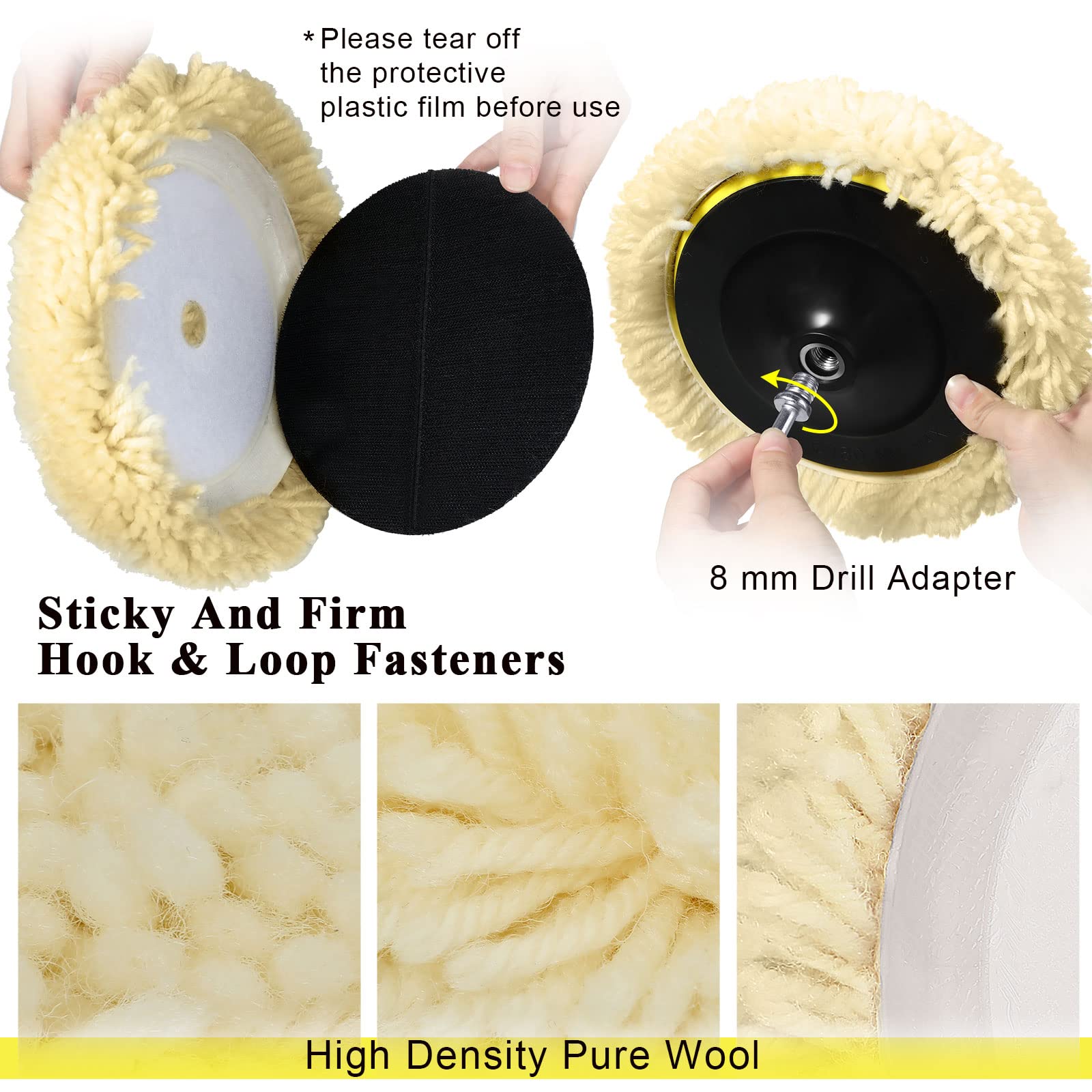 Tallew wool buffing pad 8-inch for boat polishing and gloss