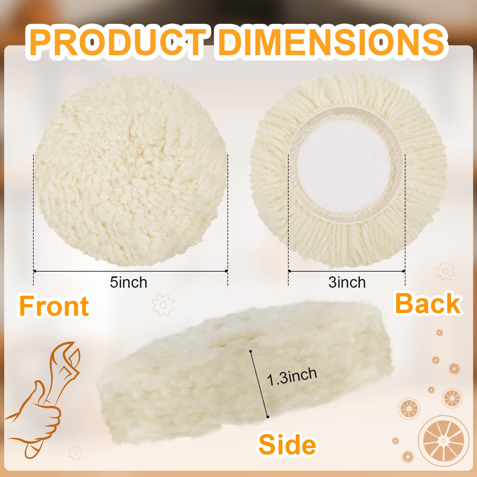 Tallew 3-inch wool pad close-up shows soft wool for gentle polishing