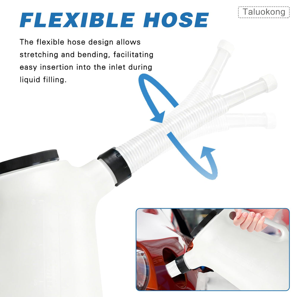 Translucent Taluokong 5-quart bottle displays remaining oil for easy refills.