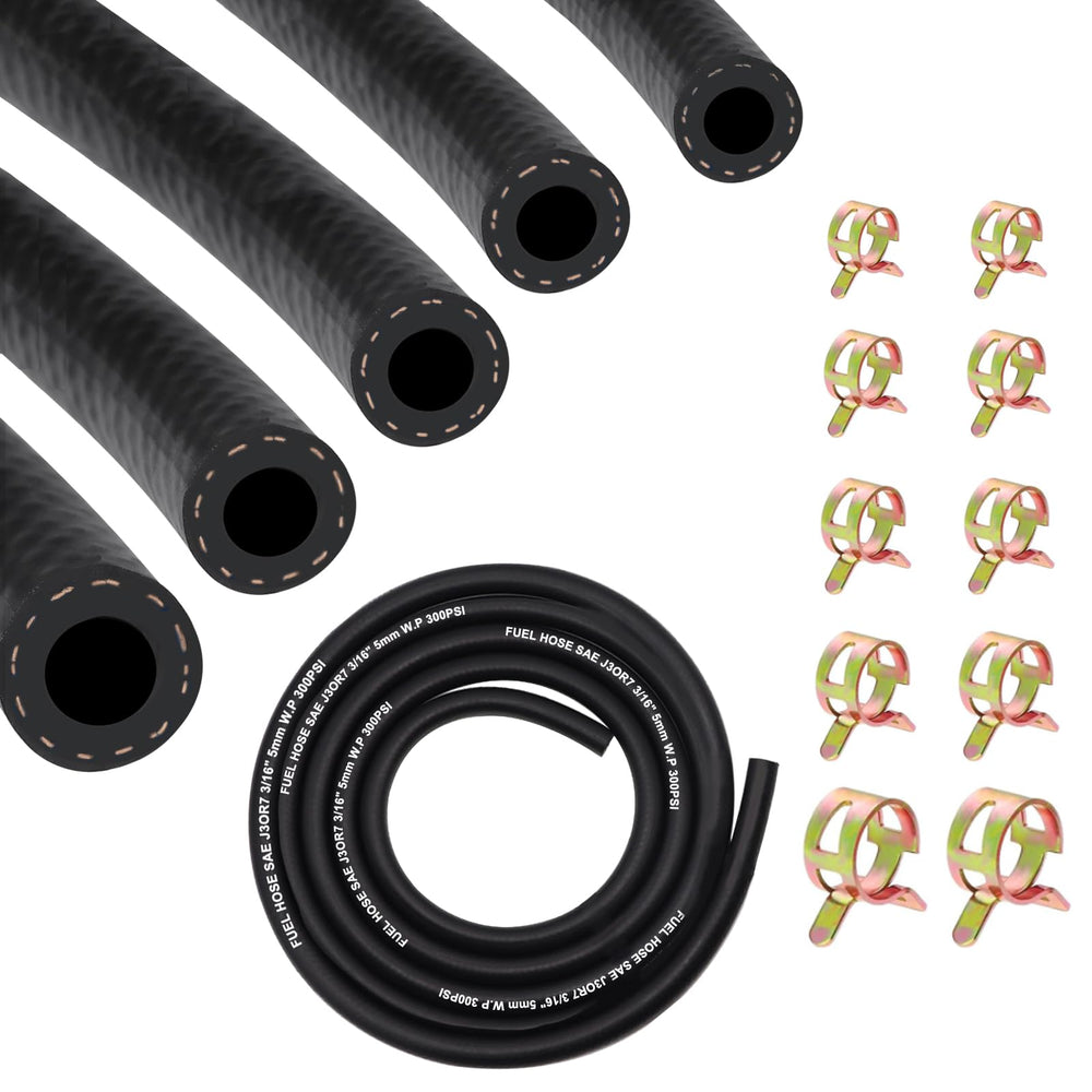 Tanbupu fuel line hose kit laid out to show the 6.6 ft layout for easy sizing.