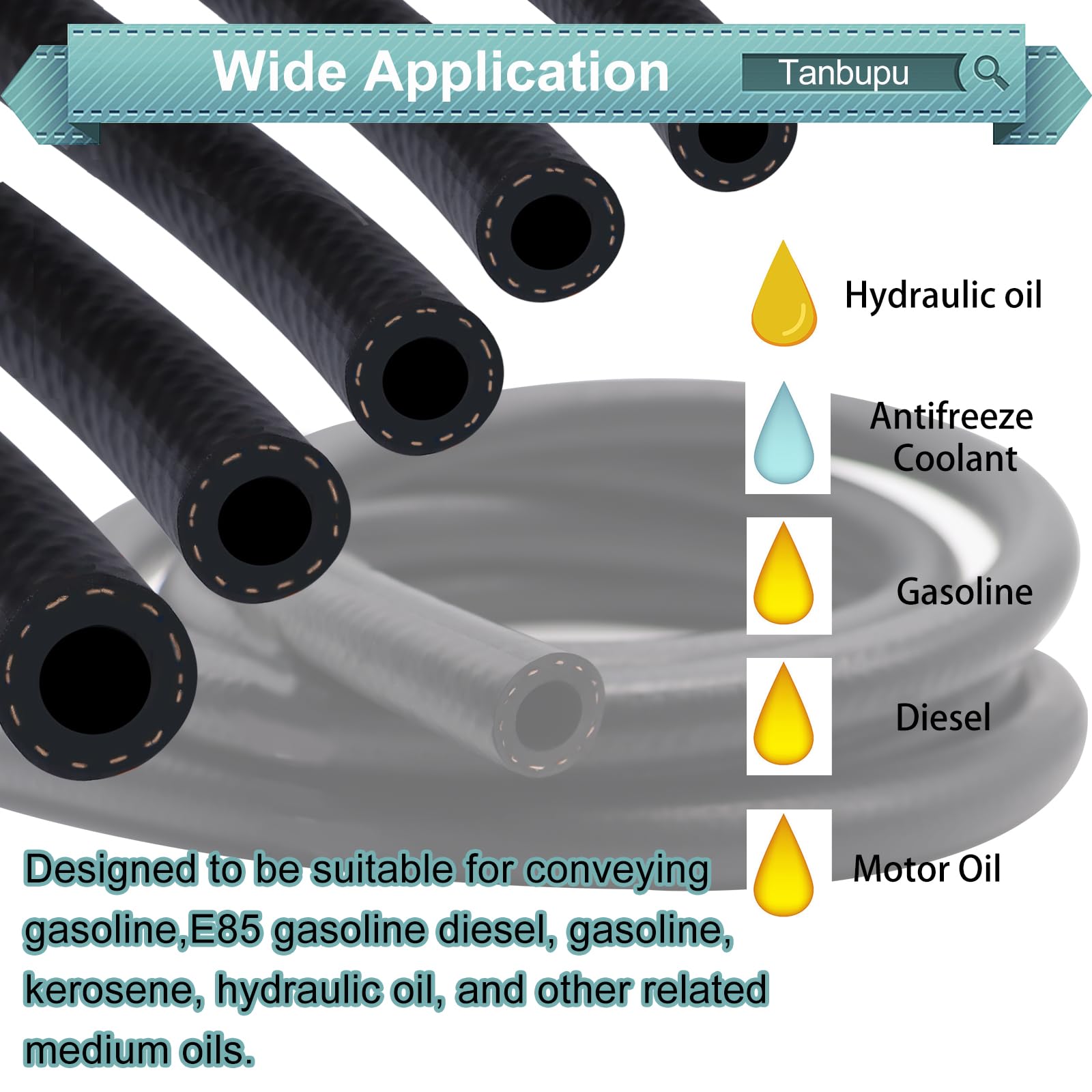 Tanbupu SAE J30R7 300 PSI rating emphasizes reliable fuel line performance.