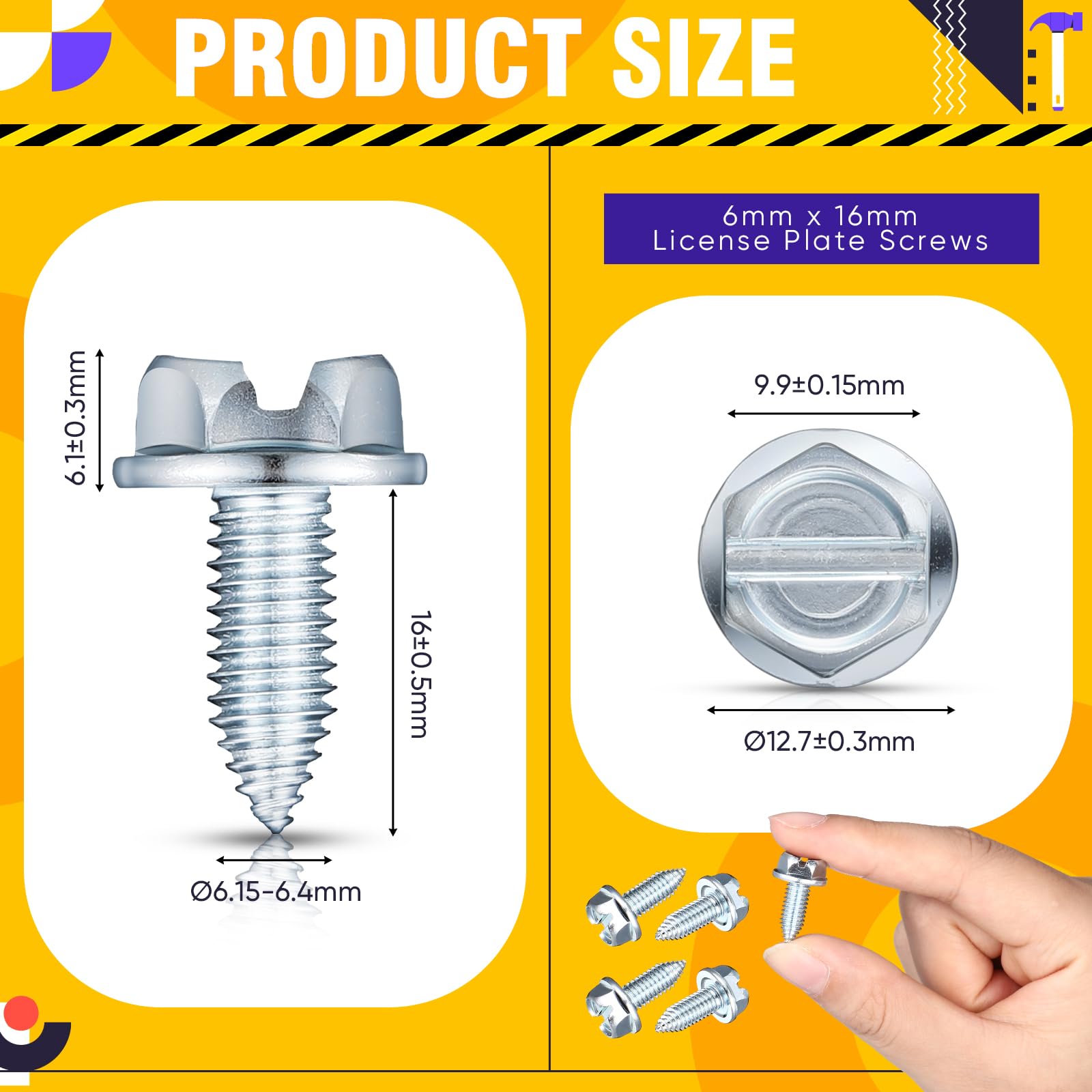 Tandefio 6mm x 16mm slotted hex head screws close-up
