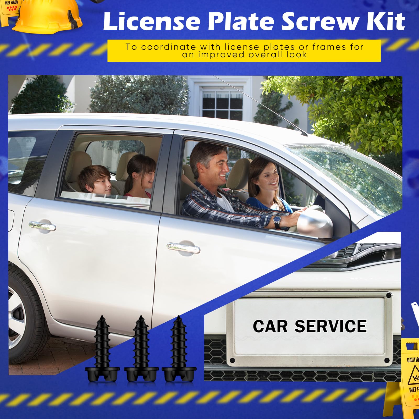 Tandefio front license plate screws in car showroom setting