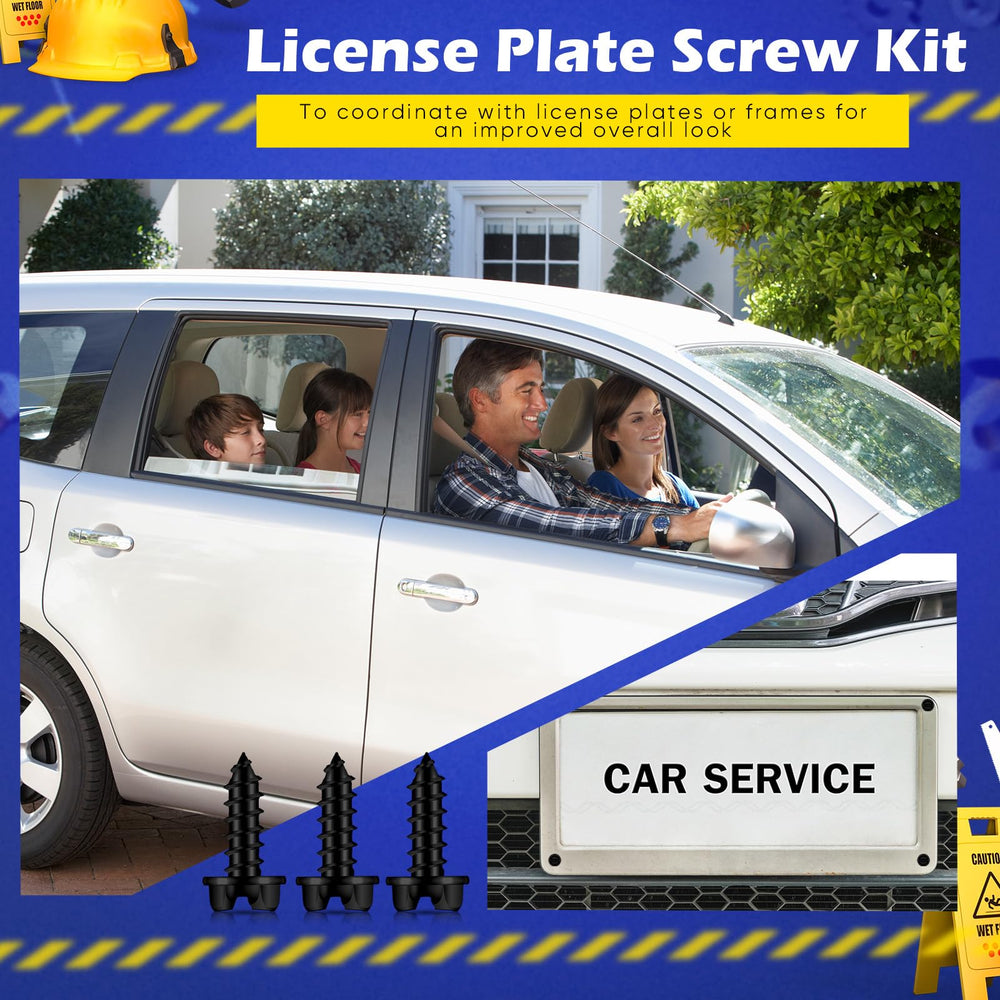 Tandefio front license plate screws in car showroom setting