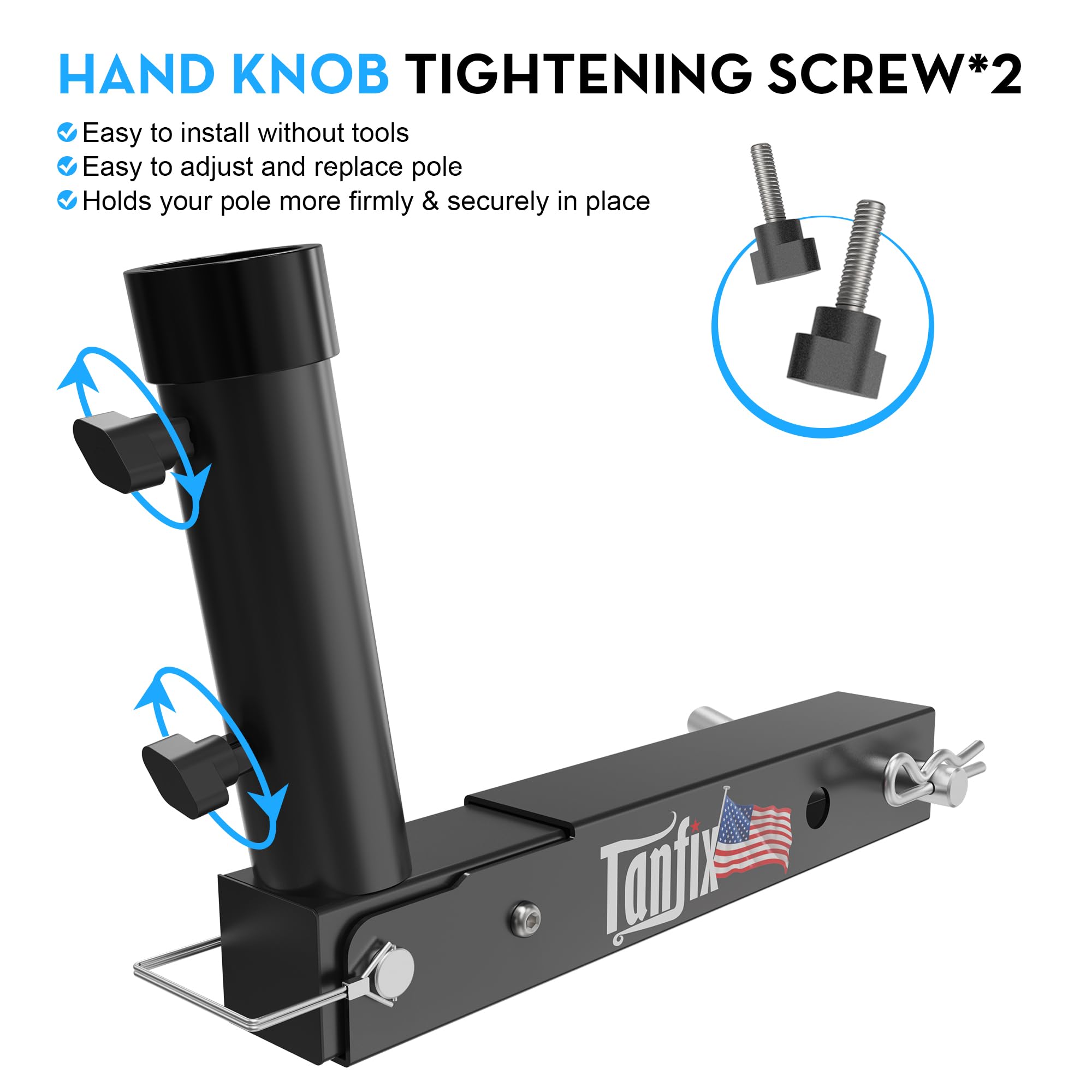 Tanfix foldable flagpole holder with compact design saving trunk space during travel.