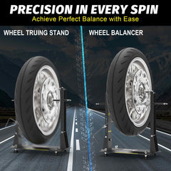 Tanfix static and dynamic balancing demonstration on a motorcycle wheel.