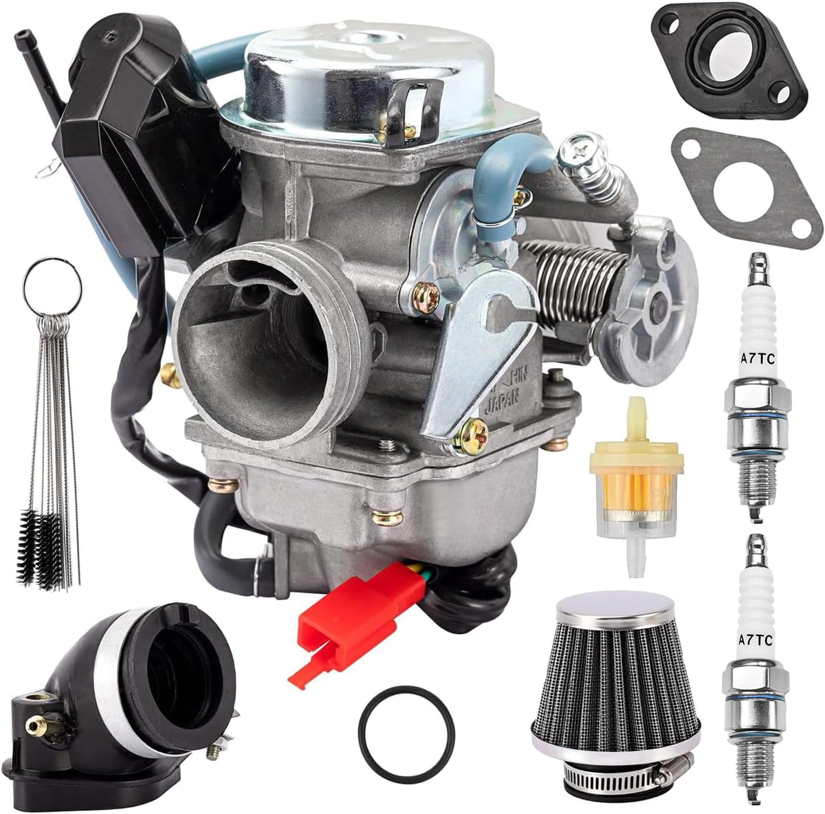 TANG GY6 carburetor front view for reliable starting and smooth idle.