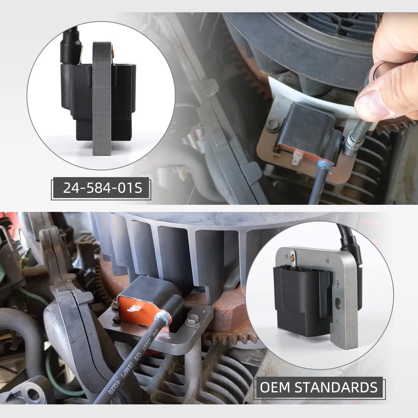 TANG ignition coil close-up highlights durable materials for long life.
