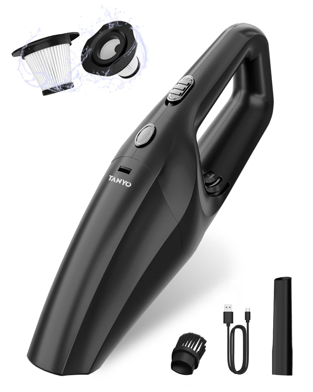 TANYO handheld car vacuum with 8000PA suction for deep car cleaning