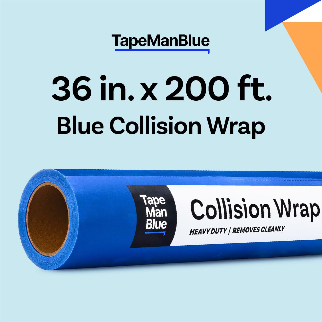 TapeManBlue self-adhesive collision wrap applied to broken window.